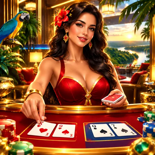 Mesa de speed baccarat ao vivo com cartas do jogador e do banker