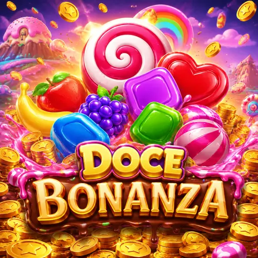 Slot Sweet Bonanza com frutas e doces em grade de cluster